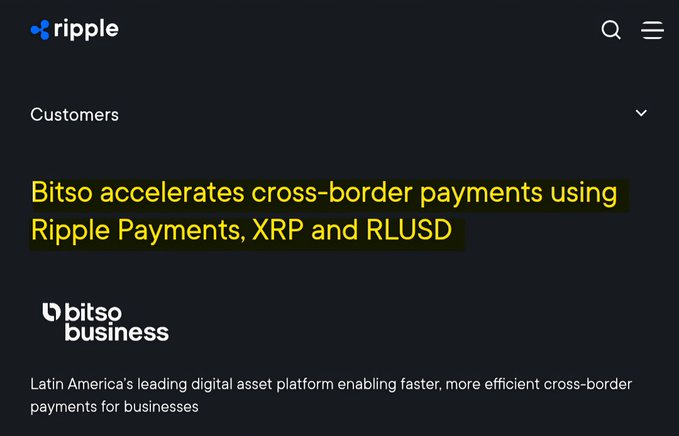 The image shows a website for RippleBitso, which is an online marketplace that facilitates cross-border payments using RipplePayments, XRP, and RLSUD. The website has a dark background with white text, making it easy to read and understand. It also includes a search bar at the top of the page, allowing users to find information about the platform or services offered by RippleBitso.