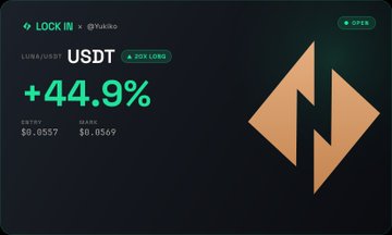A digital graphic showing a token called 'USDT' with a large '+44.9%' green text, alongside a logo resembling a stylized 'N' on a dark background.
