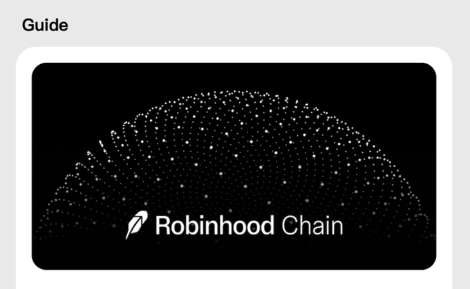 A Guide header featuring the 'Robinhood Chain' logo set against a black background with a glowing starry globe pattern.