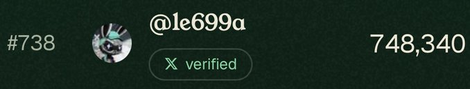 A dark green header banner displays the Twitter/X profile of user "@le699a" with 748,340 followers, ranked #738, featuring a verified badge and an anime-style avatar, providing credibility for the vouch airdrop promotion being advertised.