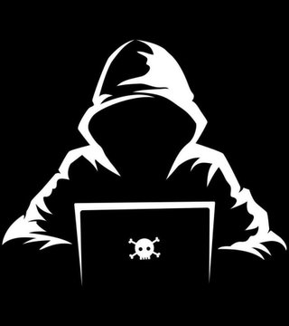 A shadowy hooded figure types on a laptop displaying a skull icon, symbolizing a hacker at work—visually reinforcing the post about a Chinese hacker who allegedly stole $370M from BitGet and is seeking help from THORChain to launder the stolen funds.