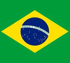 The flag of Brazil, featuring a green field with a yellow diamond and a blue celestial globe inscribed with 'ORDEM E PROGRESSO' (Order and Progress).