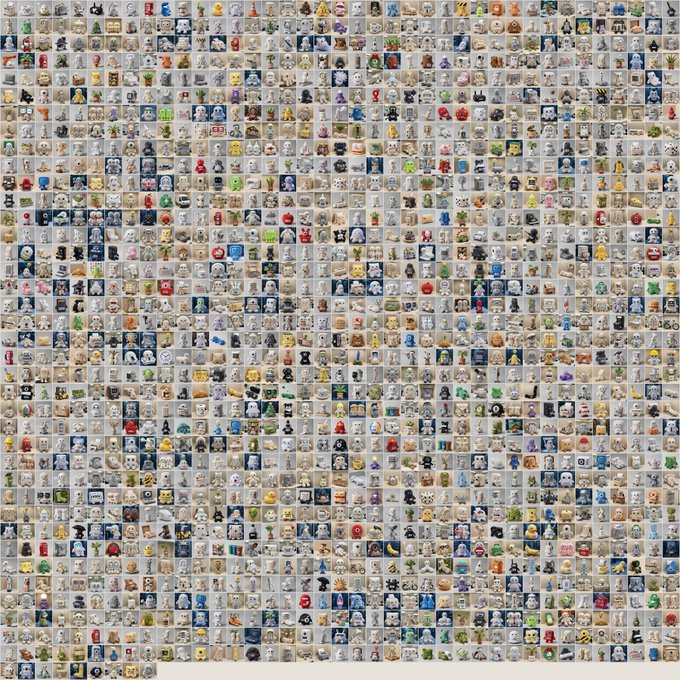 A massive grid collage composed of thousands of small square icons, characters, and logos densely packed together.