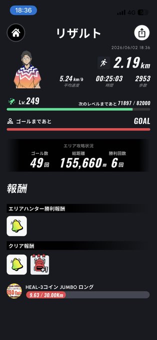 The image shows a phone screen displaying a fitness app with various icons, including a person's name, a bell icon, and a goal setting feature. The app also provides information about distances and times for different activities. The post suggests that there is an event happening in Japan on February 29th at 2:29 pm.