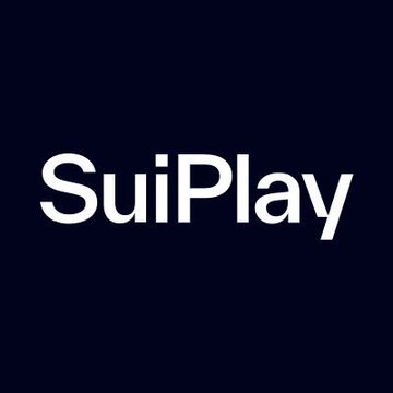 The white 'SuiPlay' logo is displayed on a dark navy background.