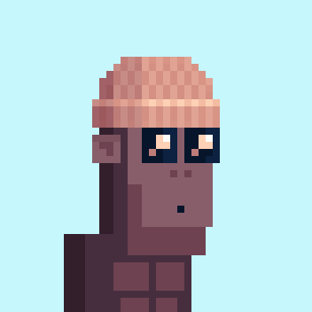 A pixel art monkey character wearing sunglasses and a brown beanie, matching the cryptic creature aesthetic of the "Forest of the Chain" collection—a 303-piece 1/1 NFT series on Zcash.