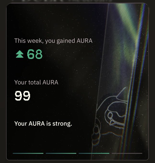 This image shows a screenshot of an app called "Gm, gn, Ghuma! I am still very bulkish. Added 68 AURA to my total. Waiting for Huma Finance rewards to arrive. And deposit more in Bulk. And rotate back to Huma Prime when reopening." which is displayed at the top of the image. The post also mentions that it was created on Monday at 3:00 pm and was last updated Thursday afternoon, showing the time as 5:54 pm. It appears to be a message encouraging users to deposit more into their account for maximum rewards or benefits.