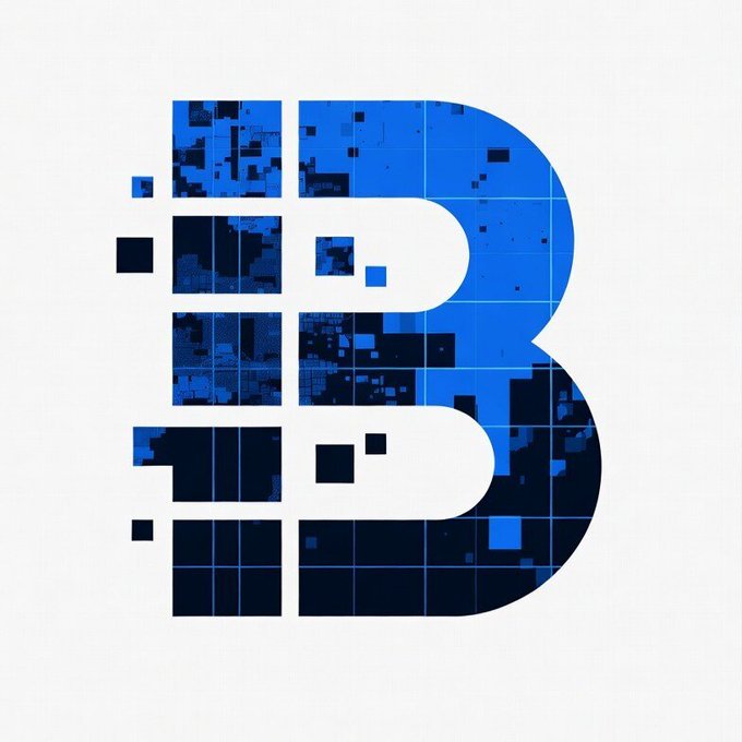A stylized blue "B" logo composed of a pixelated, glitch-like grid pattern, representing the Base blockchain platform. The image visually reinforces the post's announcement about 11 Base blockchain projects joining the Baseboard ecosystem across NFT, DeFi, and X402 infrastructure categories.