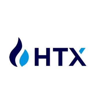 The image displays the HTX logo, featuring a stylized dark blue and light blue flame icon beside the bold "HTX" text. This relates to the post, as HTX has been added to the EU's latest sanctions list targeting Russia.