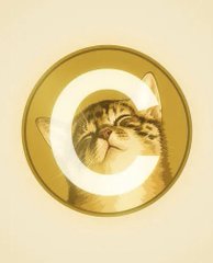 The image shows a gold coin featuring a cat's face looking through a circular cutout in the shape of the letter "C," representing the cryptocurrency ticker $CATE. The cat's paw peeks out playfully, symbolizing the token's recent milestone of reclaiming a $100 million market cap.