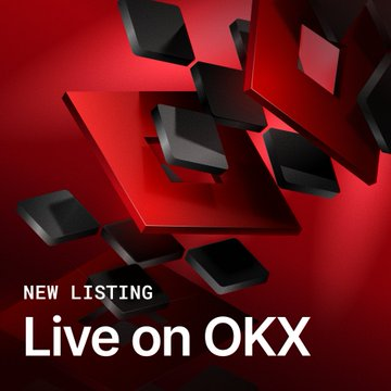A promotional graphic with a red background featuring geometric cube shapes, announcing "NEW LISTING Live on OKX," which complements the post by highlighting TRON DAO's strategic investment expansion into PayFi and AI startups through a new exchange listing.