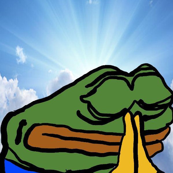A cartoon-style drawing of a muscular green character (resembling a Teenage Mutant Ninja Turtle) with arms crossed against a blue sky background.