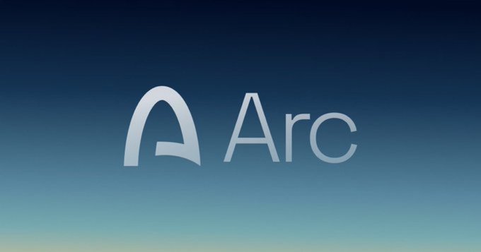 The 'Arc' logo displayed in white against a blue gradient background, featuring a stylized 'A' symbol next to the brand name.