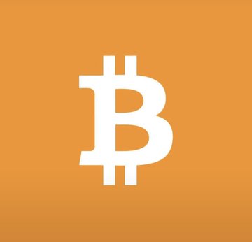 The Bitcoin logo, a white stylized 'B' symbol, centered on a solid orange background.