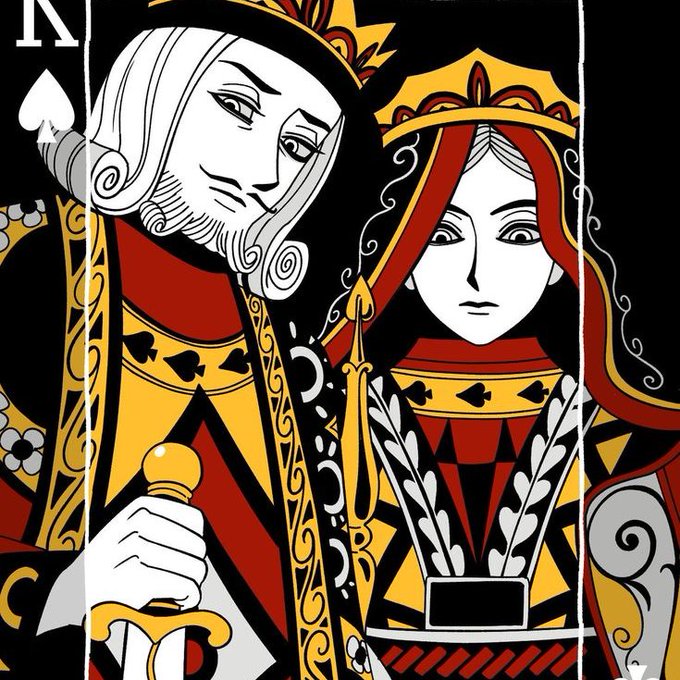 The image features a man and woman dressed as royalty, with the man wearing a crown and holding a sword while the woman wears a red dress and holds a book. The background of the image is black, which contrasts with the vibrant colors of their outfits. The caption at the bottom of the image reads "What are your high-conviction plays for the coming cycle? $INJ $FET $ICP $TAO $RMV $HBAR $LINK $XMR $ZANO $DUSK $MAN $NEAR $OCTA $ONDO $RENDER $ANYONE Put on gang". This suggests that the man and woman are participating in a game or activity related to gambling, as indicated by the caption.