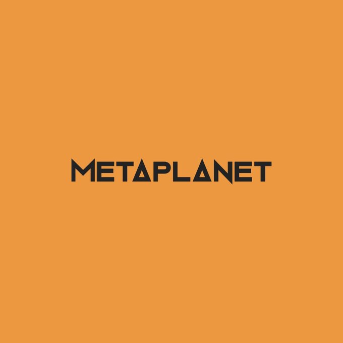A solid orange background featuring the word 'METAPLANET' in black stylized capital letters, with the letter 'A' rendered without its horizontal crossbar.