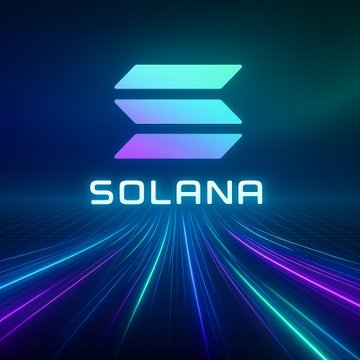 The Solana cryptocurrency logo displayed in neon gradient colors above a futuristic, high-speed light trail background.