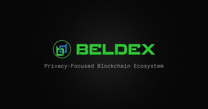 The image displays the Beldex logo and name, along with the tagline "Privacy-Focused Blockchain Ecosystem," set against a dark background. This aligns with the post's message about privacy, emphasizing Beldex as a blockchain solution designed to protect user communications from prying eyes.