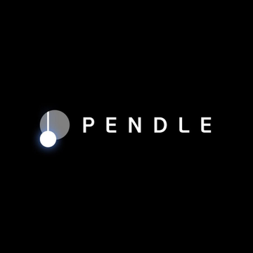 A minimalist black graphic displays the "PENDLE" wordmark in white serif font beside a glowing white pendulum-like orb, visually representing the brand behind the announcement that Pendle buybacks have reached 2M PENDLE within six months of sPENDLE's launch.