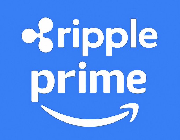The image displays the "ripple prime" logo in white text on a blue background, featuring the Ripple symbol (three interconnected circles) and an arrow swoosh beneath the word "prime." This branding visual ties directly to Ripple's announcement of launching its Delta One business within Ripple Prime, its global multi-asset prime brokerage platform.