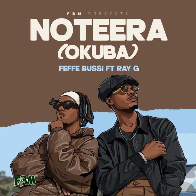 The image features a man and woman standing next to each other, both wearing sunglasses. They are positioned against a blue sky background with trees visible in the distance. The text "NOTEERA (OKUBA)FT FEFFE BUSSI DROPPING SOON" is present on the image, which seems to be related to the post about the artist releasing their new album.

The main focus of the image is the two individuals and their surroundings, with a sense of anticipation for the release of the new album by the artist.