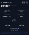The image shows a Stellar (XLM) price widget displaying a current price of $0.1857 with a 2.09% decline, a market cap of $5.58B, and a 24-hour trading volume of $96.10M. It serves as a visual price reference for the post highlighting Stellar's real-world adoption through the Marshall Islands' on-chain UBI program, emphasizing utility beyond just market metrics.