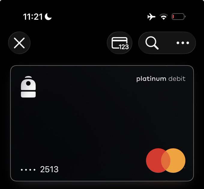 A digital wallet displays a black "platinum debit" Mastercard ending in 2513, symbolizing the crypto-backed card promoted in the accompanying post about Backpack's unified exchange and account service that aims to eliminate traditional banking fees and middlemen.