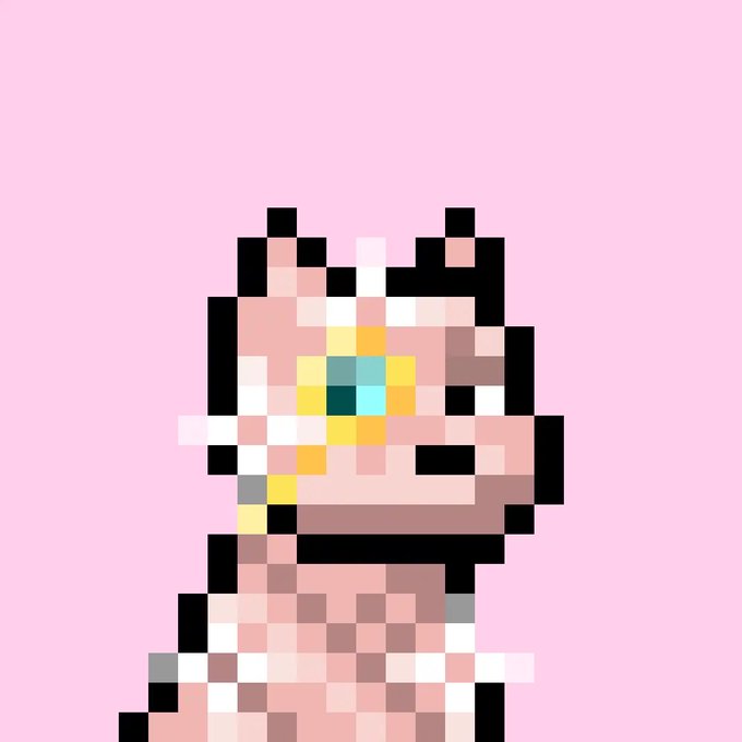 A pixel art illustration of Princess Peach from Super Mario rendered in low-resolution 8-bit style against a pink background.