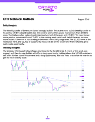 An ETC technical outlook from August 2018 analyzing Ethereum Classic's weekly candle chart, discussing a head and shoulders pattern and 12,000 resistance level.
