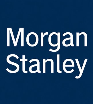 The Morgan Stanley company logo displayed in white text on a dark blue background.