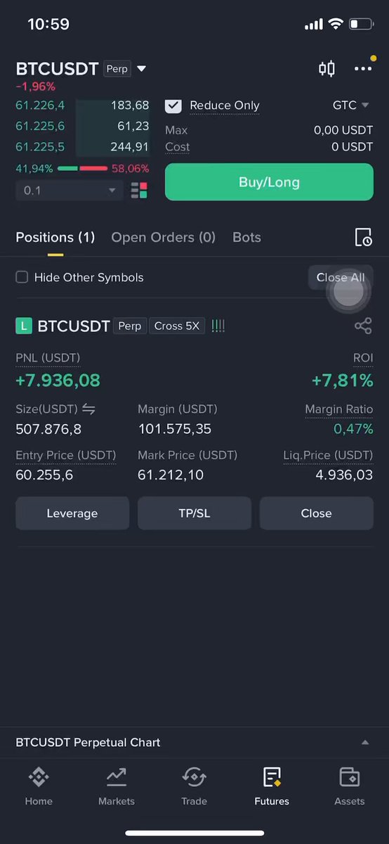 The image shows a screenshot of an app called "BTCUSDT" displayed on a phone screen, which appears to be a cryptocurrency trading app. The app has several options for trading and displaying information about different cryptocurrencies. One of the options is "buy long", indicating that users can buy shares in a particular cryptocurrency. The app also provides details about the current positions of various cryptocurrencies, including Bitcoin (BTC), Etherium (ETH), Ripple (XRP), and Litecoin (LTC). Additionally, there are icons for other trading platforms such as Bittorrent and Bitstamp.