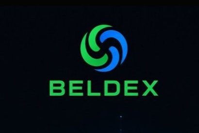 The 'BELDEX' cryptocurrency logo features an interlocking green and blue swirl design on a black background.