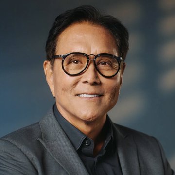 A professional headshot of Robert Kiyosaki smiling and wearing glasses with a dark blazer, paired with the post mocking his prediction of Ethereum reaching $95,000 by mid-2027 as overly optimistic compared to Tom Lee's forecasts.