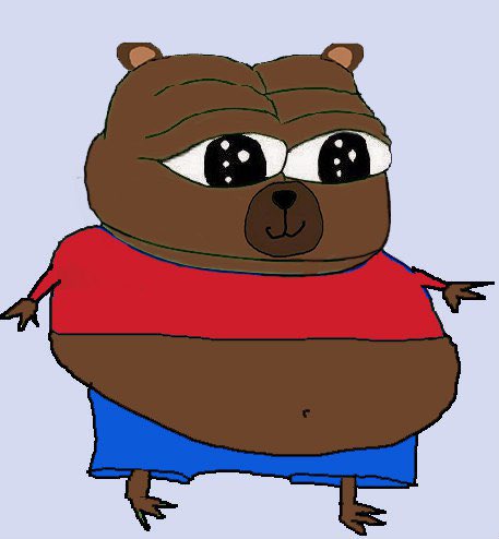 The image features a cartoon bear wearing a red shirt, blue shorts, and has a large belly. The bear appears to be smiling, giving off a happy vibe. The caption below the image reads "BOBO is criminally undervalued here at 8.2M". This suggests that the bear's appearance or content might have been deemed valuable by some viewers, possibly due to its unique style or humor.