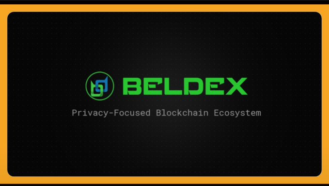 The image displays the Beldex logo and branding on a dark background, featuring the tagline "Privacy-Focused Blockchain Ecosystem." It relates to the post by promoting Beldex's emphasis on privacy, complementing the message about how systems can prove eligibility without collecting personal data.