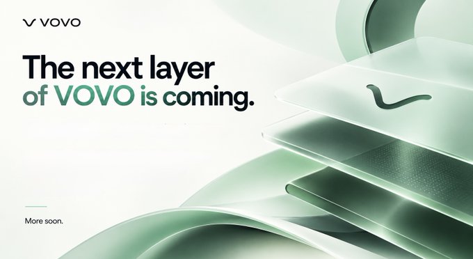 A promotional teaser image for VOVO reading "The next layer of VOVO is coming." with "More soon." text.