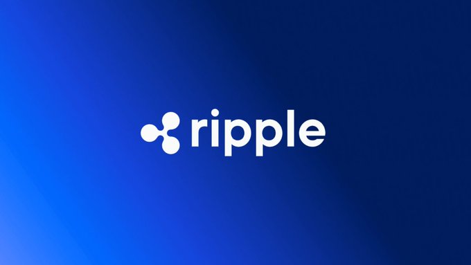 The image displays the Ripple logo and wordmark in white against a blue gradient background. It accompanies a post discussing how XRP's rapid transaction finality offers greater capital efficiency compared to slower legacy settlement systems in higher interest rate environments.