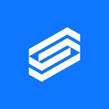 A stylized white "S"-shaped geometric logo, resembling the SharpLink Gaming (SBET) brand emblem, is centered on a solid blue background. The image serves as a visual brand identifier accompanying the news that SharpLink recently added 10,000 ETH to its holdings, bringing its total to 886,725 ETH.