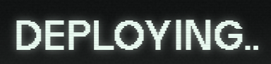 The image displays the text "DEPLOYING.." in white letters on a black background, suggesting a process in progress or pending action. Combined with the post's mention of waiting in pools and a caution about fake accounts, the image likely serves as a visual placeholder indicating an ongoing or upcoming announcement related to the @TradePools official account.