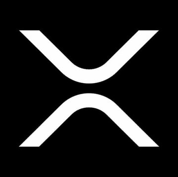The image shows the white XRP cryptocurrency logo—a stylized "X" formed by two curved lines—on a black background. It relates to the post by visually representing the $XRP token that was recently purchased by major ETF clients from Bitwise, Franklin, Canary, and Grayscale for a combined $23.87 million.