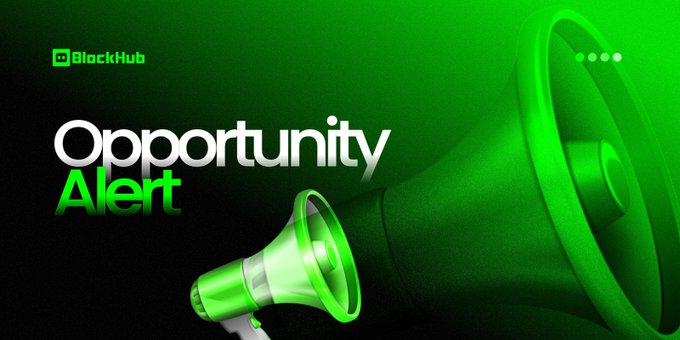 The image is a green promotional banner with "BlackHub" branding and the text "Opportunity Alert" alongside a megaphone graphic. It serves as a vibrant visual header to announce FairClub's thread contest, which offers USDC prizes ranging from 50 to 150 for top educational threads on how FairClub improves coordination among founders, investors, and curators in private capital.