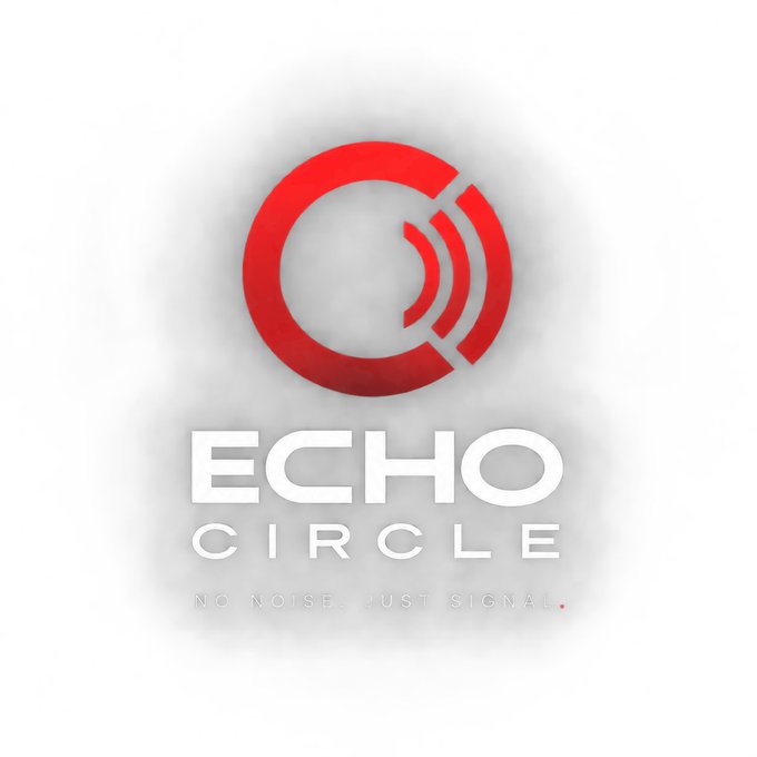 A white-and-red logo reading “ECHO CIRCLE,” with a stylized red circular signal symbol and the tagline “NO NOISE. JUST SIGNAL.”