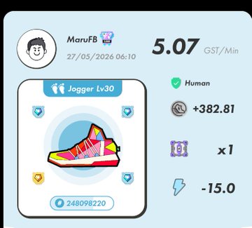 The image shows a fitness tracking app with a blue background, displaying various statistics about a user's activity. The main focus of the image is an orange shoe with a red sole, which has been used for counting steps taken by the user throughout the day. The app also provides information on the number of calories burned during the activity and the distance covered in meters.