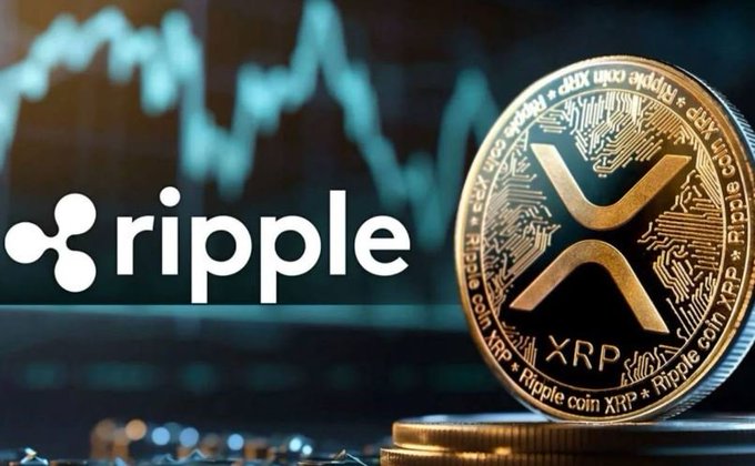 A promotional image featuring the Ripple logo alongside a physical XRP coin, set against a candlestick chart background. The visual reinforces the post's call to action for XRP investors, though it notably omits any reference to the promoted $XPUMP token.