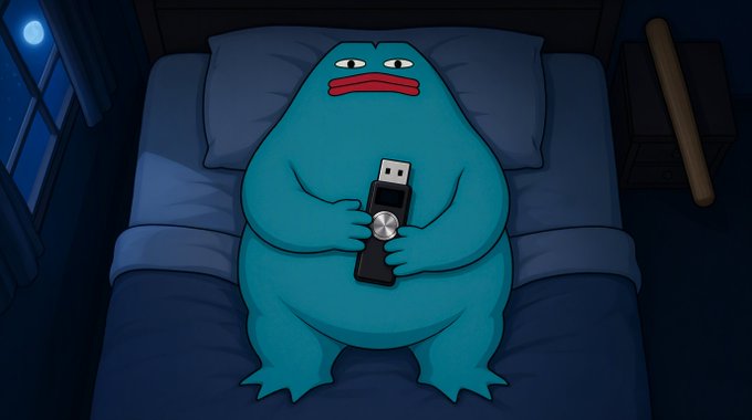An illustration of a blue, blob-like cartoon character lying in bed at night, looking sad and staring at the phone it is holding.