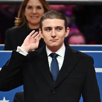 This image shows Baron Trump, whose name is prominently featured in the accompanying post. The post speculates that he is potentially behind a large bet on Argentina for the World Cup and a profitable trade of $TRUMP tokens.