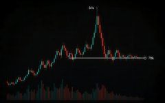 A candlestick chart showing stock price action with a breakout to new highs (labeled 'BK') followed by a sharp pullback to retest the breakout level (labeled 'L' near 0.78).