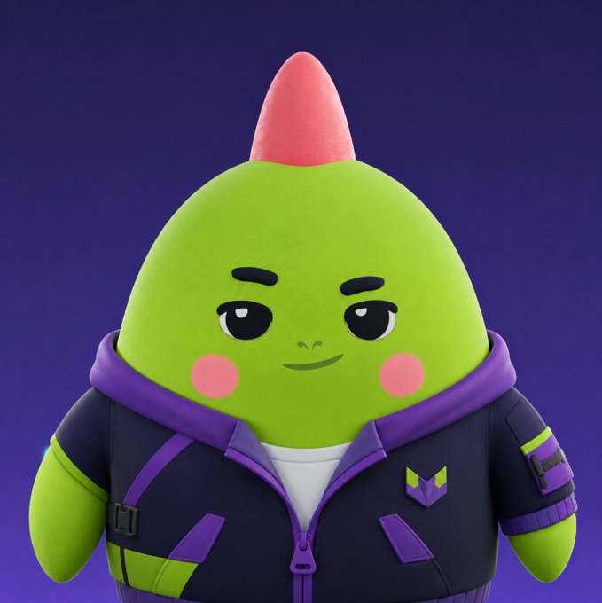 The image features a green, anthropomorphic character wearing a purple jacket with a zipper down the front. The character has a pink spiked top hat and a black backpack slung over one shoulder. The character appears to be posing for an image or video, as indicated by its facial expression and body language. The post focuses on the character's role within an ecosystem, highlighting how it can be used as an asset in the platform economy. This perspective adds depth and context to the image, making it more engaging and thought-provoking for viewers who are interested in understanding the broader implications of NFTs beyond their aesthetic appeal.