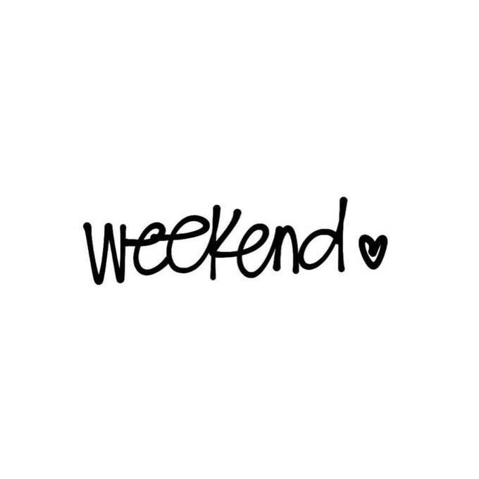 A minimalist handwritten-style text graphic on a white background reading 'weekend' followed by a small heart symbol.