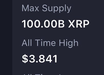 The image shows a black background with white text and a price tag for 100,000 XPR listed below. The text indicates that this price is for all time high at $3,841.